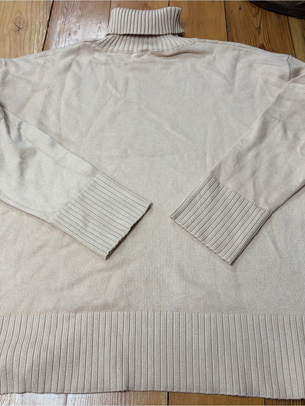 Women's Cream Turtleneck Sweater - Soft Knit Cowl Neck